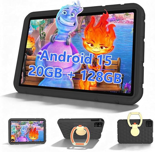 Kids Tablet, 10 inch Android 15 Tablet for Kids, 20GB RAM 128GB ROM Octa-Core 6000mAh Battery Childs Tablets with Shockproof Case, Bluetooth, WiFi, Parental Control, Dual Camera, GPS