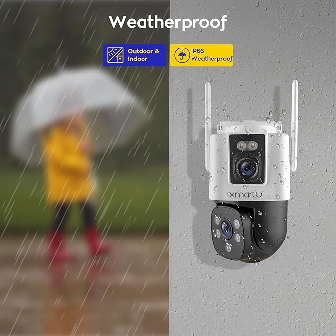 xmartO [WiFi 6 Dual-Lens Camera] 2-in-1 QHD WiFi Home Security Camera with AI Tracking, Pan Tilt Zoom, 5G/ 2.4G Dual Band, Bluetooth Easy Setup (Works Only w WiFi6 NVR, Also Works Standalone)