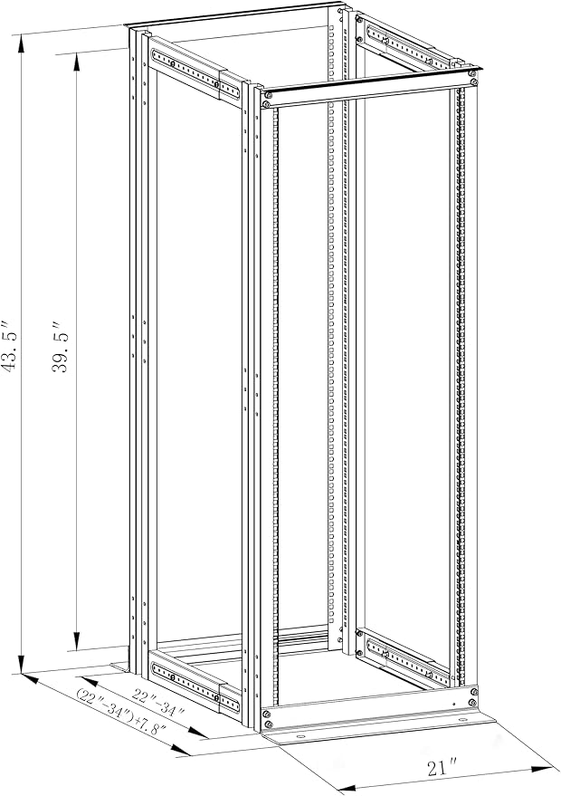 4-Post 27U Open Frame Server Rack for 19" IT Network Equipment & A/V Devices，22"-34" Adjustable Depth，Heavy Duty Free Standing Rack for Servers & AV Gear 4POST-N27U
