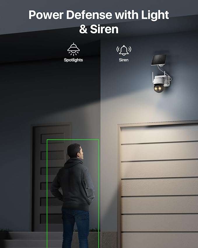 ZOSI C291 2 x 2.5K 4MP Wireless Battery Security Camera Outdoor, Solar Powered Pan/Tilt Camera, 360 View, PIR Human Detect, Color Night Vision, 2-Way Talk, Light Siren Alarm, 32GB Memory Card