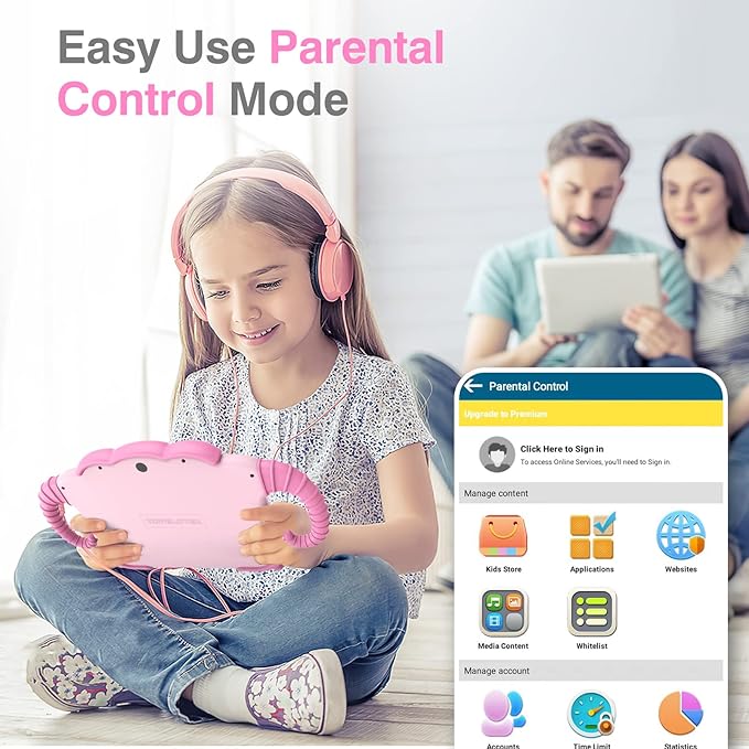 Kids Tablet 7IN Toddler Tablets for Kids 3-7, Tablet for Toddlers Learning 32GB with Touch Screen Educational Games, GMS, Parent Controls, WiFi Edition Tablets for Child Boy Girl (Pink)