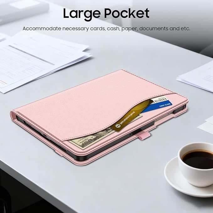 Fintie Case for Samsung Galaxy Tab A9 Plus/A9+ 5G 11 Inch 2023 Model (SM-X210/X216/X218), Multi-Angle Viewing Smart Stand Back Cover with Pocket Auto Wake/Sleep, Rose Gold