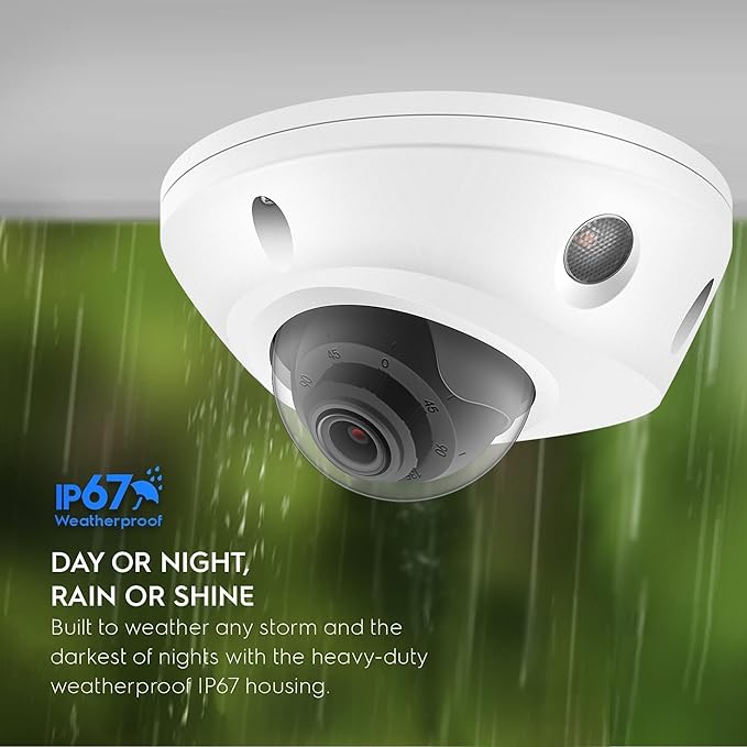 4K 8MP Mini Low Profile Dome PoE IP Camera Indoor 98 Feet Night Vision, 2.8mm Lens 105° Wide Angle, Waterproof IP67, H.265, Compatible with Uniview NVR