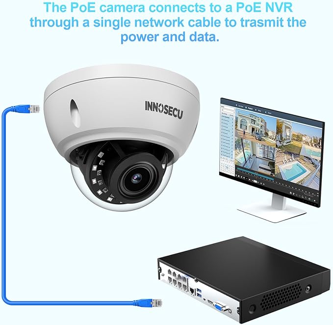 AI 8MP PoE Camera, Wired IP Vandal-Proof Dome Security Surveillance Camera, Waterproof IP67, Face Detection, Human&Vehicle Detection, 2.8mm 110°, Built-in Mic, No PT Supported, IND8BR56A