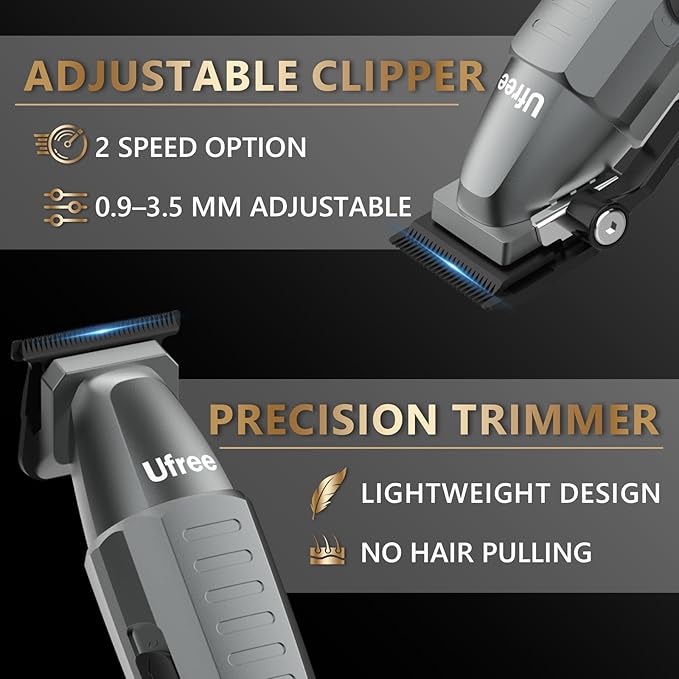 Ufree Hair Clippers for Men Professional, Beard Trimmer and Foil Shaver Electric Razor, Cordless Barber Clippers and Trimmers Set for Hair Cutting and Grooming, Gifts for Men
