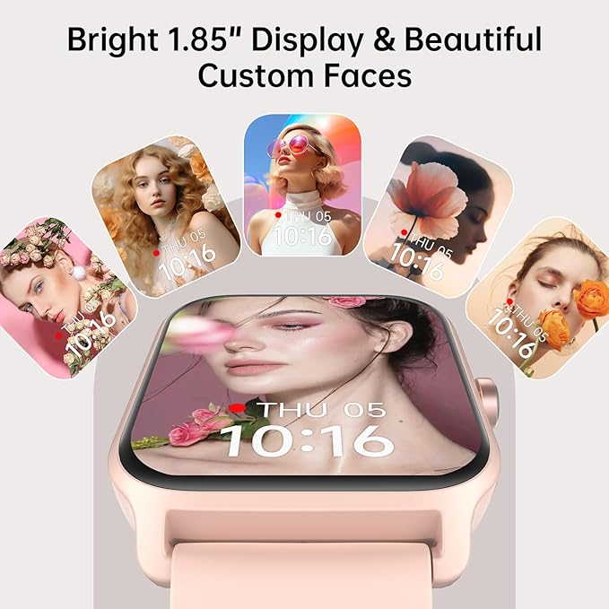Smart Watches for Women with Alexa & Bluetooth Call,1.85" HD Screen Fitness Tracker,30-Day Battery, Heart Rate/Sleep/SpO2 Monitor,100+ Sports Modes,2ATM Waterproof Smartwatch for Android iPhone(Pink)