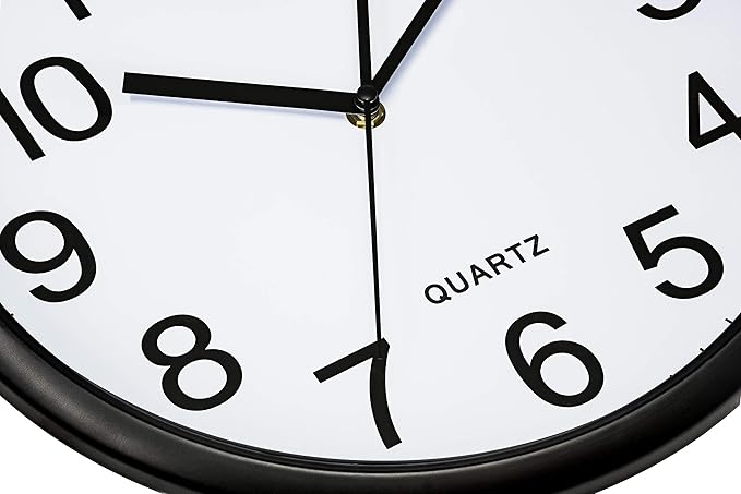 Bernhard Products Black Wall Clock Silent Non Ticking 10 Inch Bold Quality Quartz Battery Operated Round Easy to Read Home/Kitchen/Office/Classroom/School Clocks, Sweep Movement