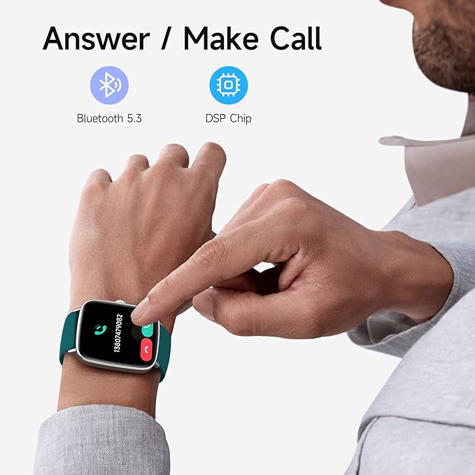 Smart Watch for Men Women, 1.85" HD Smartwatch Compatible iPhone/Samsung/Android (Answer/Make Calls), 100+ Sport Modes Fitness Tracker with Heart Rate/Sleep/SpO2 Monitor, IP68 Waterproof