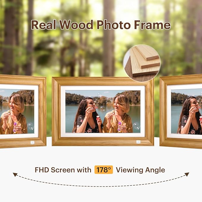 Kodak 14.1 Inch Smart WiFi Digital Picture Frame 1920x1080 Touch Screen, Auto-Rotate, Built in 32GB Memory, Share Photos and Videos for Anywhere Anytime, for Friends and Family (Wood)