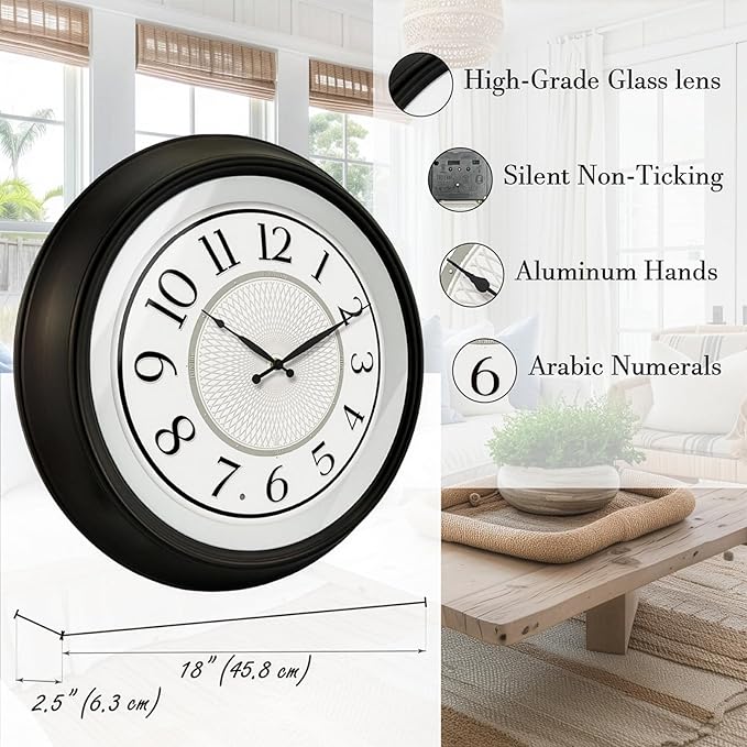 18 Inch Galaxy Luminous Atomic Wall Clock with Night Light, Illuminated Wall Clock with Smart Sensor to Turn on/Off LED Light, Oil Rubbed Bronze Finish, Unique