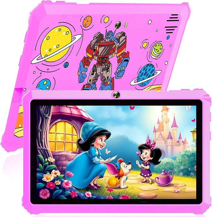Kids Tablet 7 inch Toddler Tablet for Kids 3-7 32GB Android Tablets for Toddlers with Case WiFi Parental Control Dual Camera GMS Certified Toddler Learning Tablets Chritmas Gifts for Children (Pink)