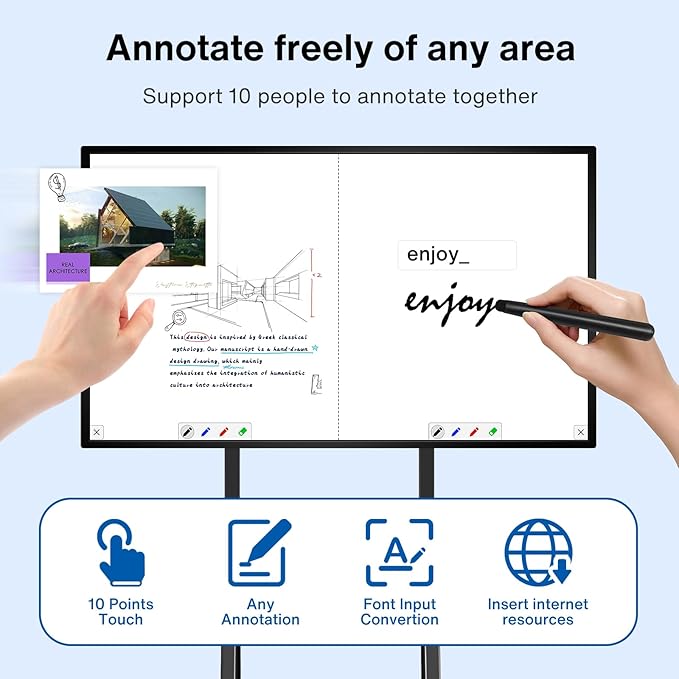Smart Board, 49" Digital Whiteboard, Electronic Smartboard for Classroom Office Home, Screen Mirroring from Android and iOS for Live Streaming (Board Only)