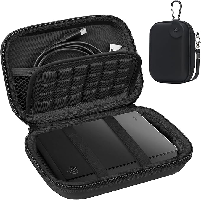 Lacdo Hard Drive Carrying Case for Seagate Portable/Game Drive for Xbox PS5, Toshiba Canvio Basics, WD My Passport Portable External Hard Drive HDD Case 1TB 2TB 4TB 5TB 6TB Shockproof Travel Bag,Black