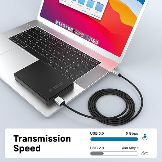 USB C External Hard Drive Cable, 5Gbps USB C to Micro B Cord Wire for Seagate Toshiba Canvio, WD My Passport LaCie PS5 Game Drive Camera Compatible with iPhone 15,16, MacBook Pro/Air Tablet