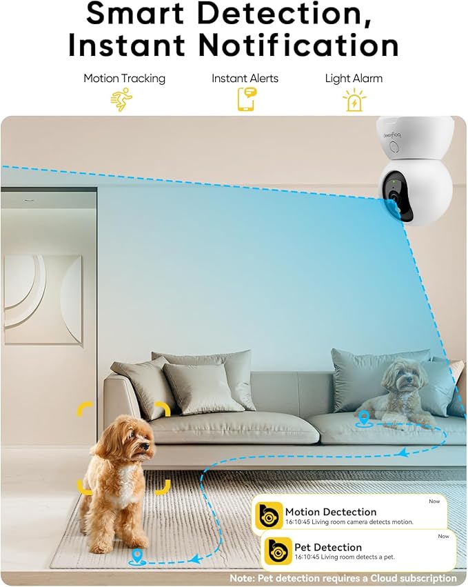 BoyKeep Indoor Camera, 2K Cameras for Home Security with Motion Detection, Pet Camera Indoor with Phone App, Color Night Vision, 2-Way Audio, Cloud/TF Card Storage, Compatible with Alexa