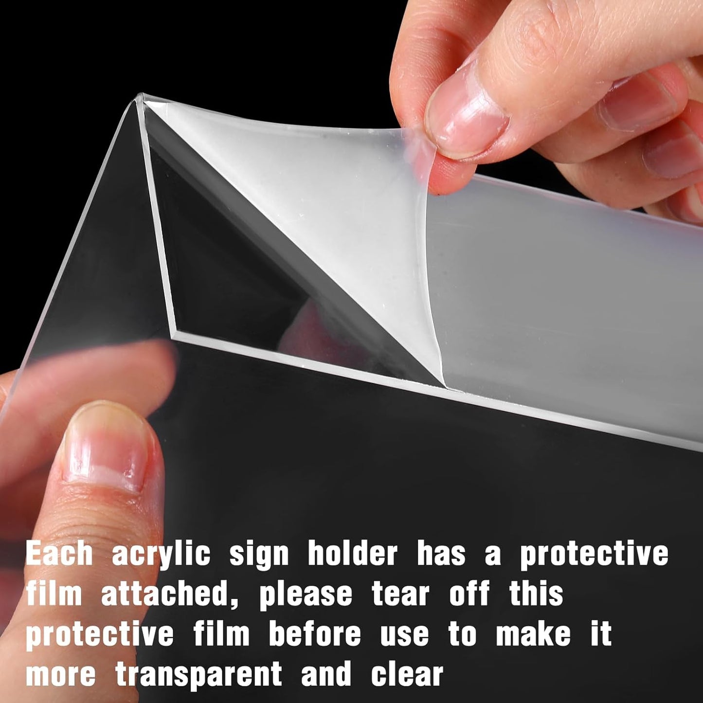 Vicenpal 24 Pcs 7x5 Inch Clear Acrylic Sign Holder Plastic L-shape Vertical Menu Stand, Picture Photo Frames, Table Paper Holder, Flyer Sign Display Stand for Restaurants, Store, Office, Wedding