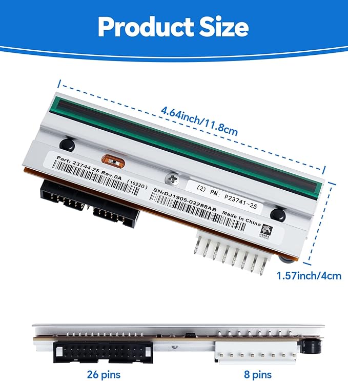 P1004230 Genuine Printhead for Zebra 110Xi4 110XiIV, New OEM Print Head Replacement for Zebra Thermal Barcode Label Printer 203dpi Original Optimal Print Quality Extended Life