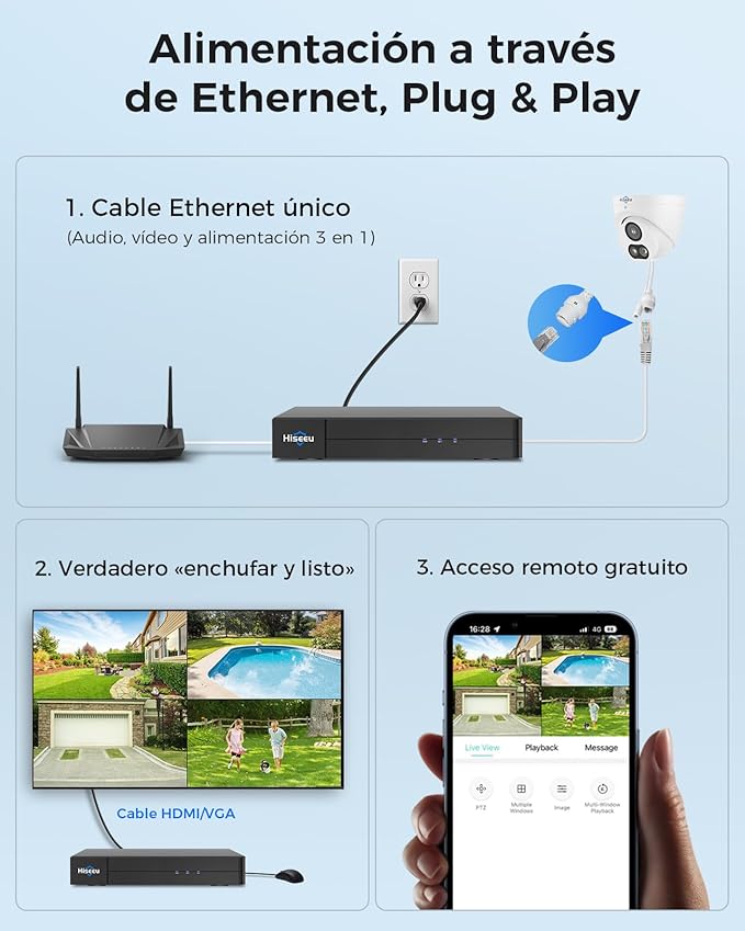 【121°Wide View+4K HD】 Hiseeu 4K Security Camera System, 8 Pcs 8MP PoE Security Camera Outdoor&Indoor, No Monthly Fee, Human Vehicle Detect, Smart Playback, 2TB Hard Drive for Surveillance 7/24 Record