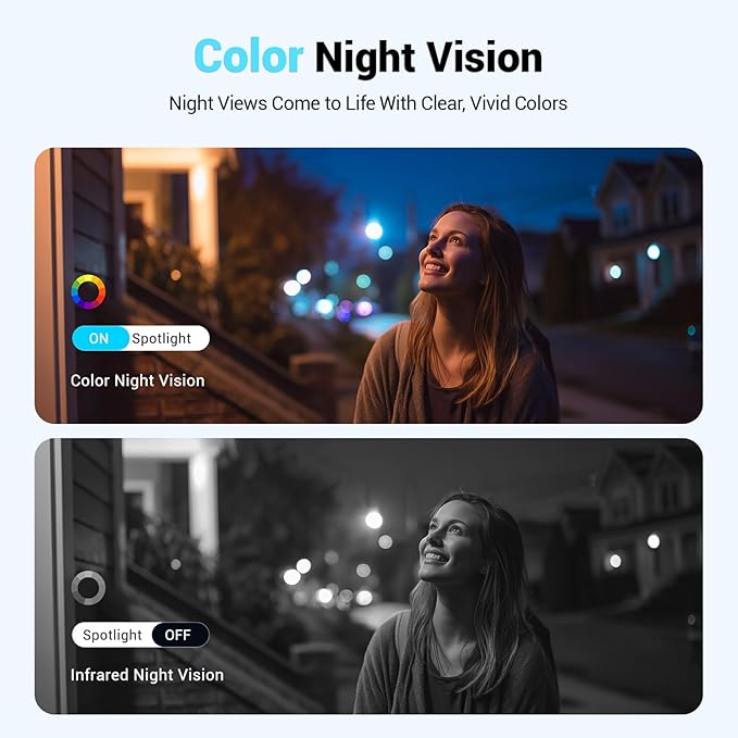 Techage Solar Security Cameras Wireless Outdoor, 2K Battery Powered WiFi Cameras for Home Security with AI Motion Detection, Color Night Vision, 2-Way Talk, IP66 Waterproof, Cloud/SD Storage