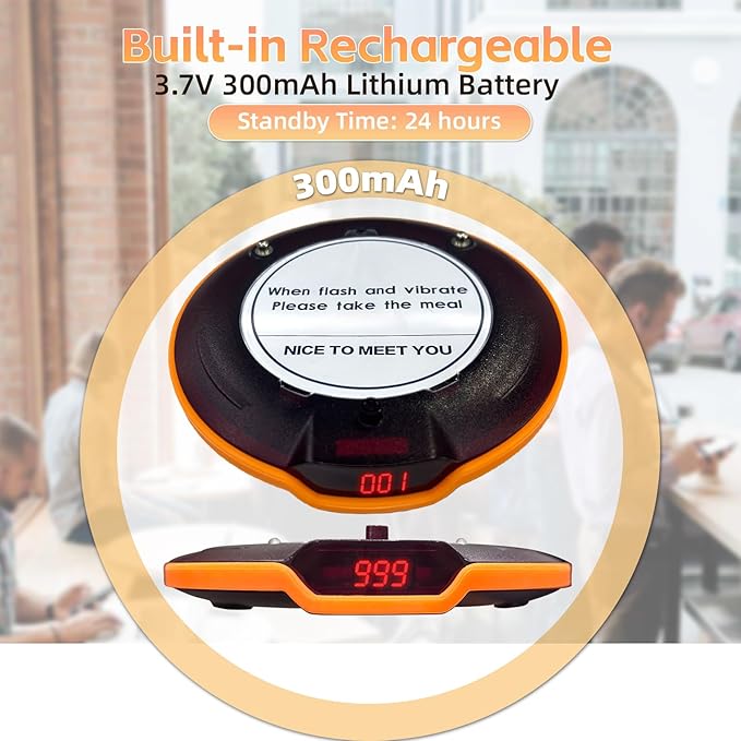 Restaurant Pager System, Long Range Social Distancing Pagers for Restaurants,10 Coaster Beepers with Vibration Flashing Buzzer, Queue Wireless Calling System for Food Truck Church Nursery Coffee Shop