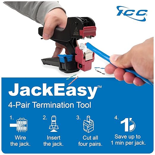 ICC Shielded FTP CAT6A Keystone Jack with Slim Profile 180 Degree Punch Down, 10Gbps RJ45 UL Listed PoE++ TAA Compliant for Wall Plate or Patch Panel, Works with JackEasy Termination Tool, 25 Pack