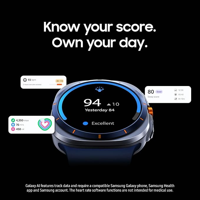 Samsung Galaxy Watch Ultra (2025) 47mm LTE Smartwatch, Titanium Casing, Advanced Sleep Coaching, Running Coach, Energy Score, Heart Rate Tracking, GPS, Titanium Gray [US Version, 2 Yr Warranty]