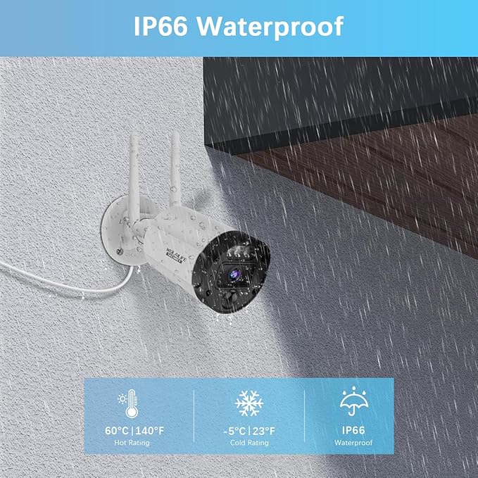 【90 Days Storage】 Outdoor Wireless Security Camera System, Wireless Cameras for Home Security, WiFi Video Surveillance, Home Security Cameras Systems