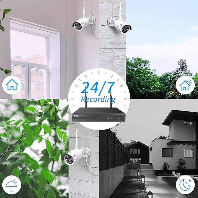 Hiseeu Wireless Pro WiFi Security Camera System, 16CH 4K NVR Kit, Corded Powered 8Pcs 5MP CCTV Home Security Camera System for Indoor/Outdoor, Night Vision, Waterproof, Motion Detection, 3TB HDD