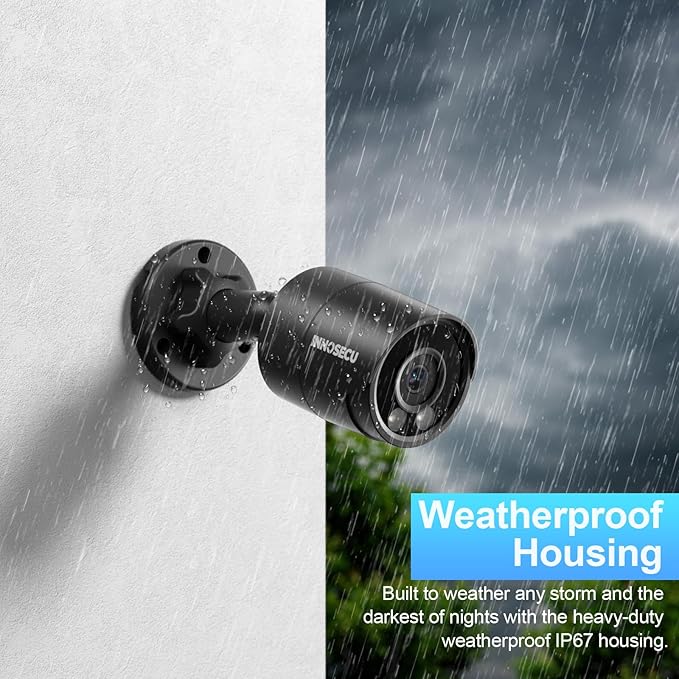 PoE Camera 4MP, Outdoor IP67 Bullet Security IP Camera, Smart Dual Light Full Color Night Vision, Built-in Mic, 2.8m Lens 110° Angle Viewing, Human/Vehicle Detection, INB4FD38F-B (Black)
