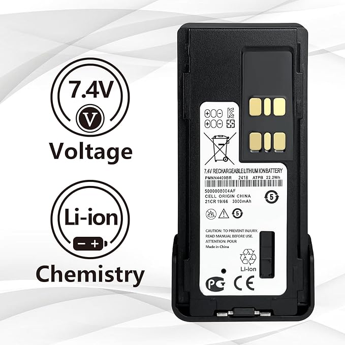 2-Pack 7.4V 3000mAh PMNN4544A PMNN4409 Two-Way Radio Battery Replacement for Motorola XPR3300 XPR3500 XPR7350 XPR7580 XPR7550 PMNN4544 APX4000 APX1000 DP4400 PMNN4448 DGP5050 PMNN4544A