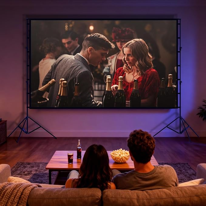 Projector Screen with Stand - 150 Inch Projector Screen Outdoor Indoor Projector Screens 16:9 4K HD Outdoor Movie Screen with Carry Bag,Enioy Home Theater Projection Screen
