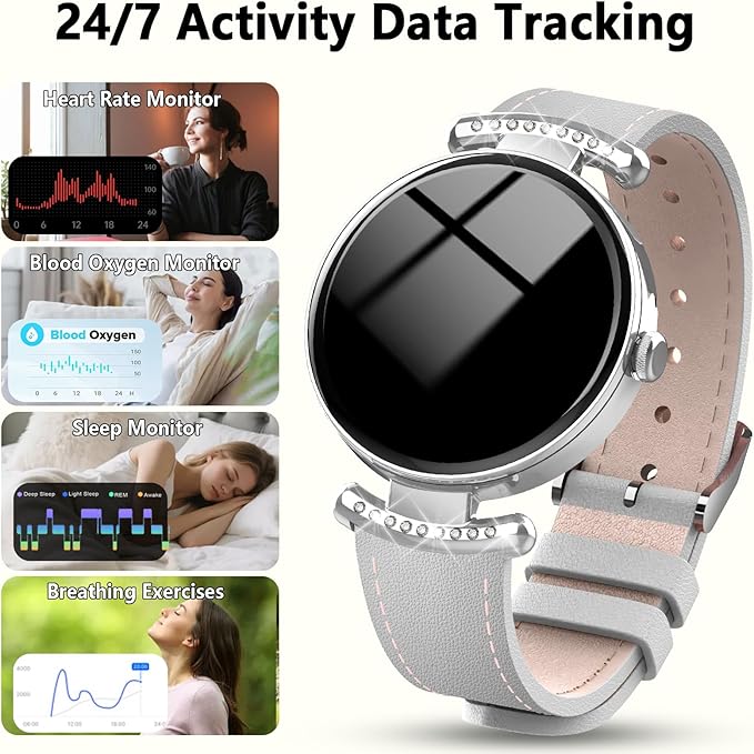 Smart Watches for Women Android IOS, 1.2'' AMOLED Ultra-Clear Screen Fitness Trackers with Bluetooth Call (Answer/Make), Smartwatch with Heart Rate,Sleep Monitor, IP68 Waterproof,100+ Sports Mode
