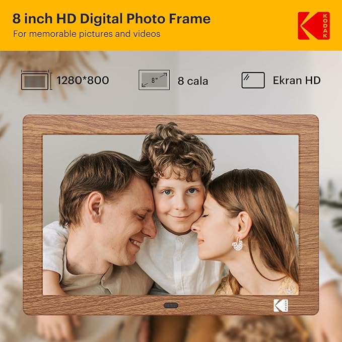 KODAK 8 Inch Digital Picture Frame with Remote Control,1280 * 800 IPS HD Screen Digital Photo Frame, Auto-Rotate,Easy Operated Programmable Auto On/Off, NO WiFi