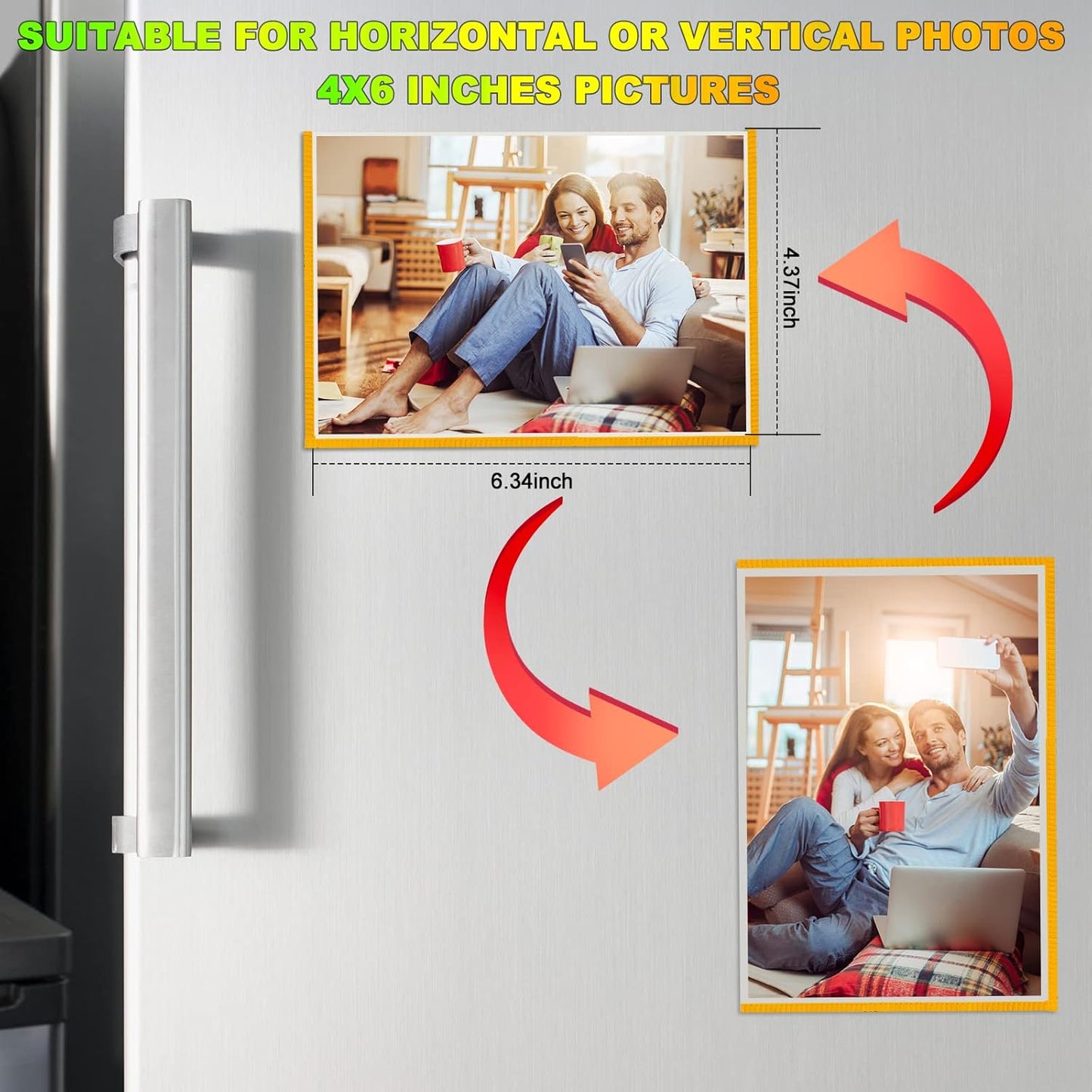Yellow Magnetic Picture Frame 4X6 for Refrigerator 10 Pack,Photo Magnets Sleeves