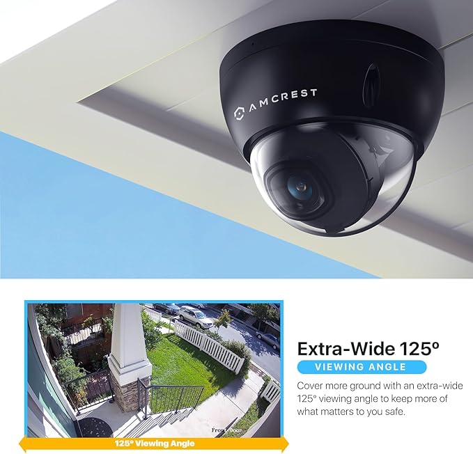 Amcrest 2-Pack UltraHD 4K (8MP) Dome POE IP Camera, 3840x2160, 98ft NightVision, 2.8mm Lens, IP67 Weatherproof, 125° FOV, 256GB MicroSD Recording Black (IP8M-2493EB-AI-V3)