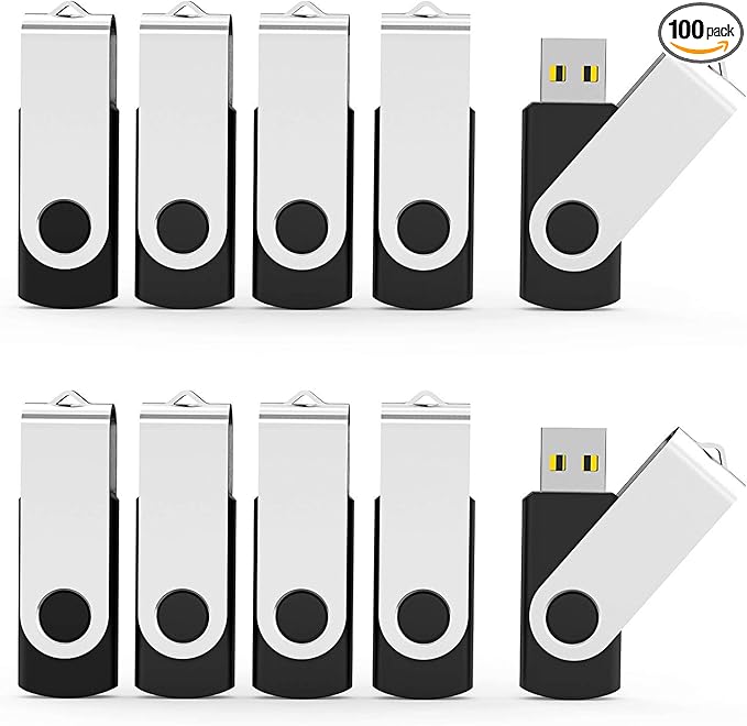 Aiibe 32GB Flash Drive 100 Pack USB Drive 32GB USB Flash Drive Thumb Drive Bulk USB 2.0 Memory Stick PenDrive - Black