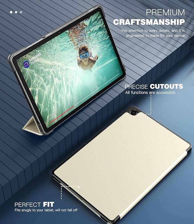 TiMOVO Case for Samsung Galaxy Tab A9+/A9 Plus 11 Inch 2023, Slim Lightweight Stand Hard Back Shell Protective Cover for Galaxy Tab A9+ Tablet SM-X210/X216/X218, Auto Wake/Sleep, Champagne Gold