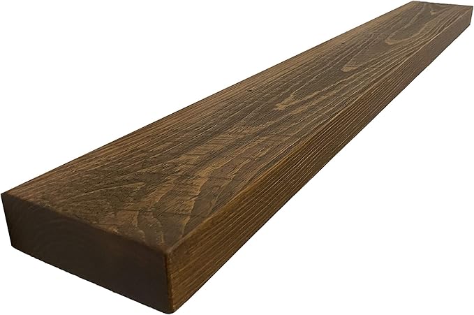 joelsantiques 60 Inch Wooden Floating Shelves for Wall - 60x8x2 in - Made of Natural Wood - Long Heavy Duty Rustic Wall Shelves for Bedroom - Perfect for Living Room, Kitchen - Medium Brown