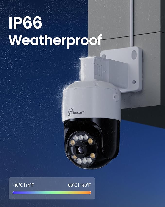 Loocam 5MP Home Security Camera System, 4pcs Pan & Tilt Wired PoE IP Cameras Set for Indoor Outdoor, AI Person/Pet/Vehicle Detection, Color Night Vision, 4K 8CH NVR 2TB HDD Included, Plug & Play