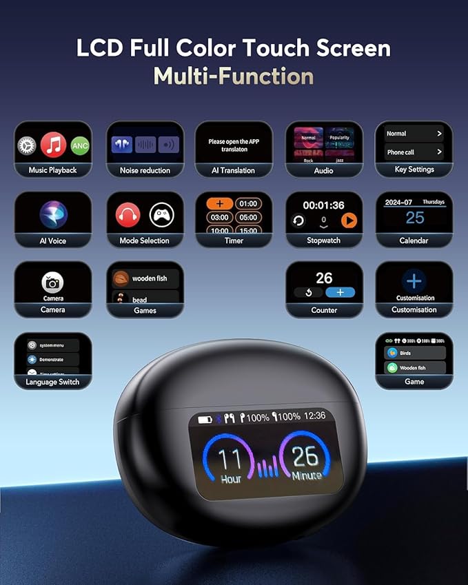 AI Translation Earbuds Real Time,144 Language Translator Earbuds, Audifonos Traductores Inglés Español,3-in-1 Translating Device, Translate Ear Buds for Travel Learning with 4 ANC Mic,IPX7 Waterproof
