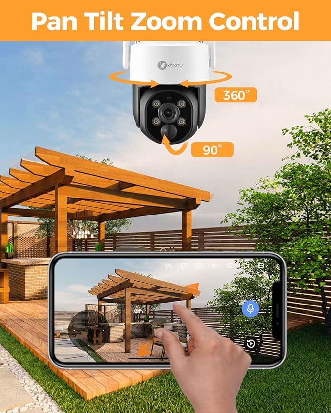 XMARTO 100% Wire-Free Solar Home Security Camera System Wireless, 4-Set 2K 4MP QHD CCTV Camera Kit with 4K 10CH Expandable WiFi NVR + 2PCS Wire-Free PTZ Solar Security Camera
