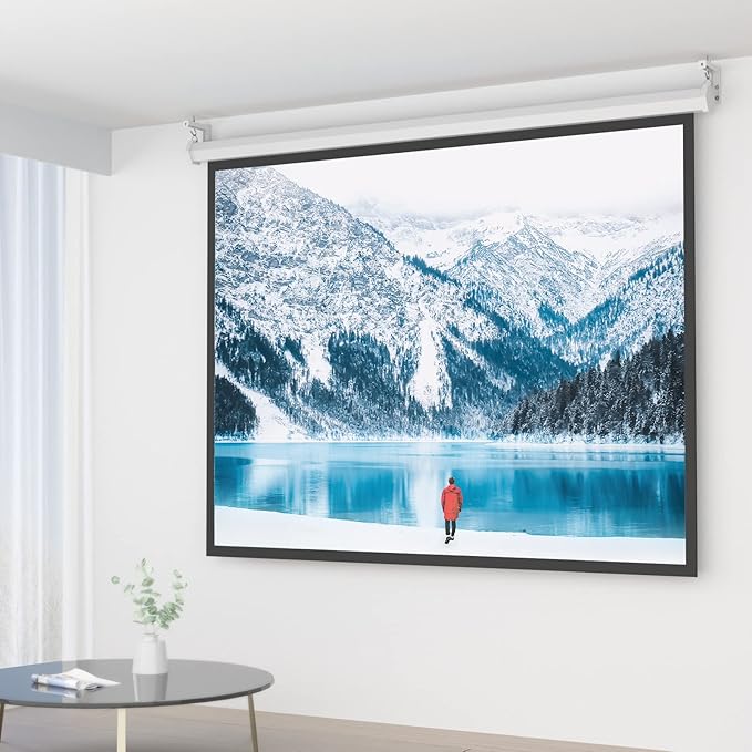WALI Universal Projector Screen Ceiling Mount, Wall Hanging Mount L-Brackets, 6 inch Adjustable Extension with Hook Kit, Perfect Projector Screen Placement Hold up to 66 lbs (PSM001-W), White