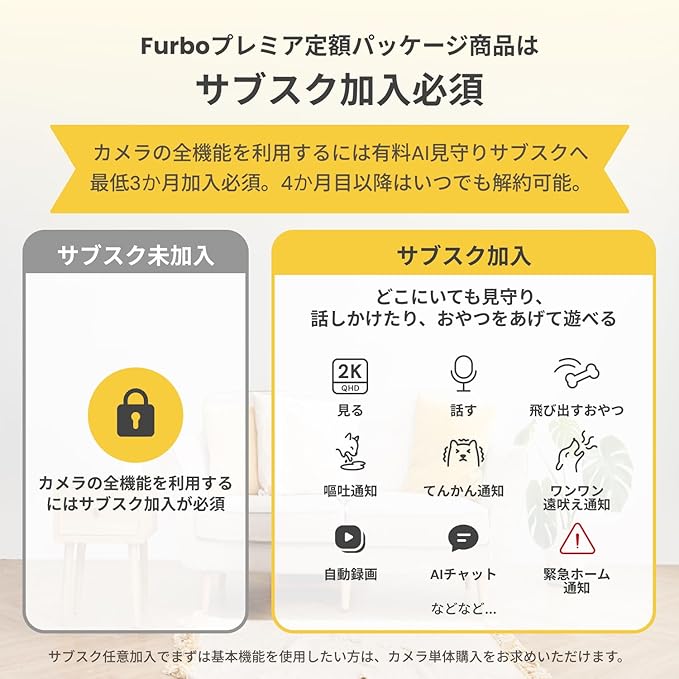 Furbo 360° Dog Camera + Mini 360° Cam [New Subscription Required at Setup] 2-Camera Bundle Nanny Pro Subscription: Dog Safety Alerts, Pet Camera with Speaker, Phone App & Night Vision