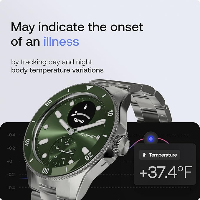 WITHINGS Scanwatch Nova - Heart Health Hybrid Smart Watch for Men & Women - SPO2, Temperature Monitoring, Sleep, Respiratory Health, Cycle Monitoring, 30-Day Battery Life, Apple iOS/Android
