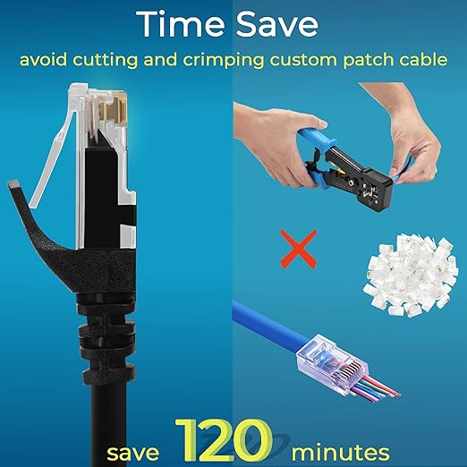 Rapink Patch Cables Cat6 0.5ft (24 Pack), Ethernet Patch Cable 10G, Cat 6 Patch Cable for Patch Panel to Switch, Flexiable Cat 6 Ethernet Cable with Gold Plated Black