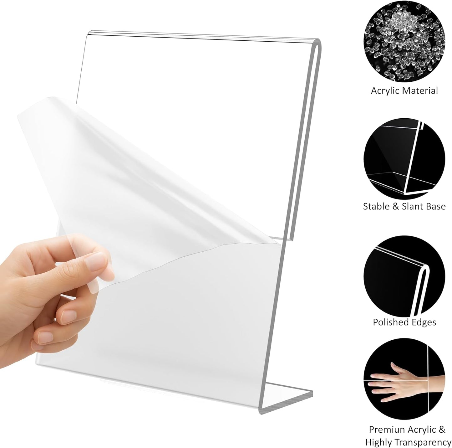 Acrylic Sign Holder 8.5x11 Inches 18 Pack, L Shape Clear Plastic Display Stand, Table Sign Holder Menu Flyer Paper Sign Holders 8.5x11 for Restaurants, School, Office, Store
