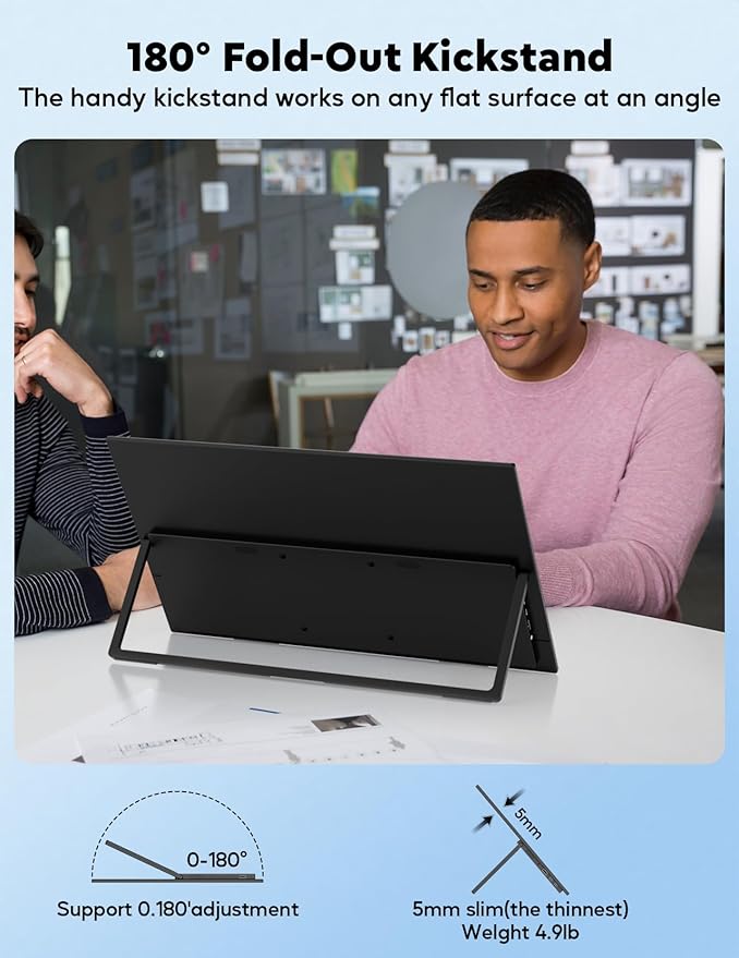 23.8" Portable Monitor for Laptop 100HZ-Portable Screen 100% SRGB IPS for Gaming & Work USB-C HDMI Second Monitor Portable with 180°Adjustable Stand for Laptop Mac Window PS5