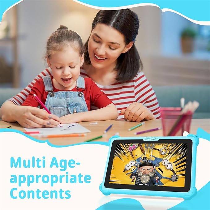 Kids Tablet 7 inch Tablets for Kids, 32GB Android Toddler Tablet with Case Included, WiFi, Bluetooth, IPS Screen, Parental Control, GMS Educational Children's Learning Tablets for Boys Girls (Blue)