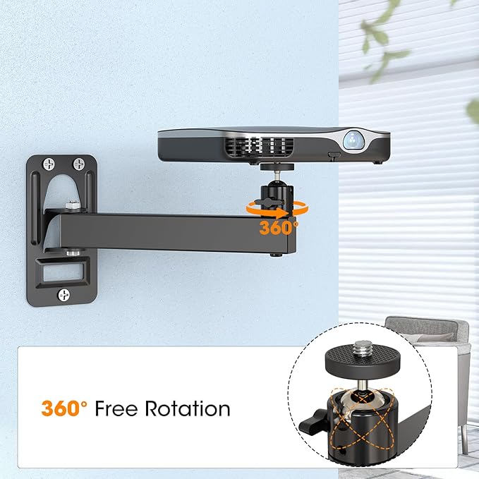 Mini Ceiling Wall Projector Mount Stand- Adjustable Tilt&Swivel Hanging Projector Holder Wall Mount Hanger Rack Stand for Mini Projector with Cable Ties
