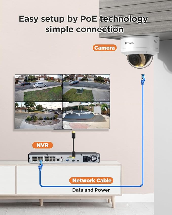 16 Channel Security Camera System, 12x 5MP Wired IK-10 Vandal Dome PoE Camera Outdoor, Human Vehicle Detection, Smart Color Night Vision, 2 Way Audio, NVR 4TB HDD, 24-7 Recording, PD54Y1216-5M